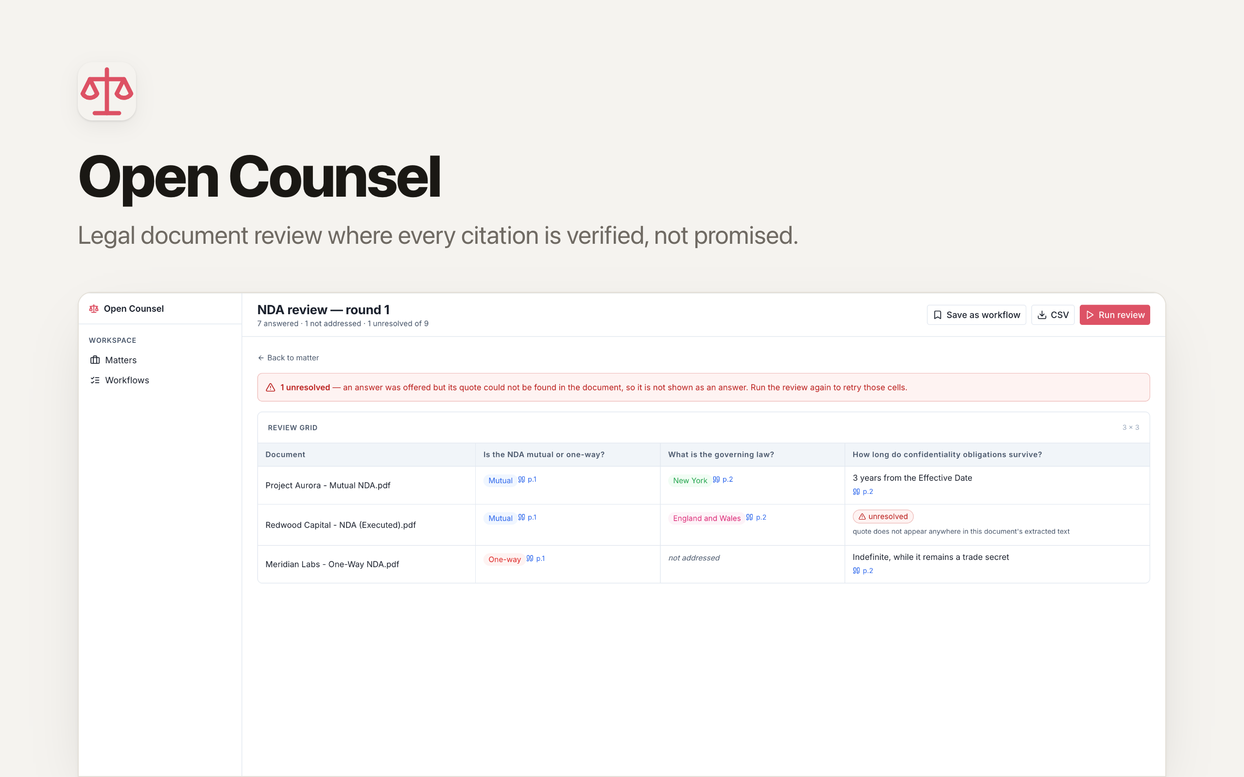 Contract review app screenshot